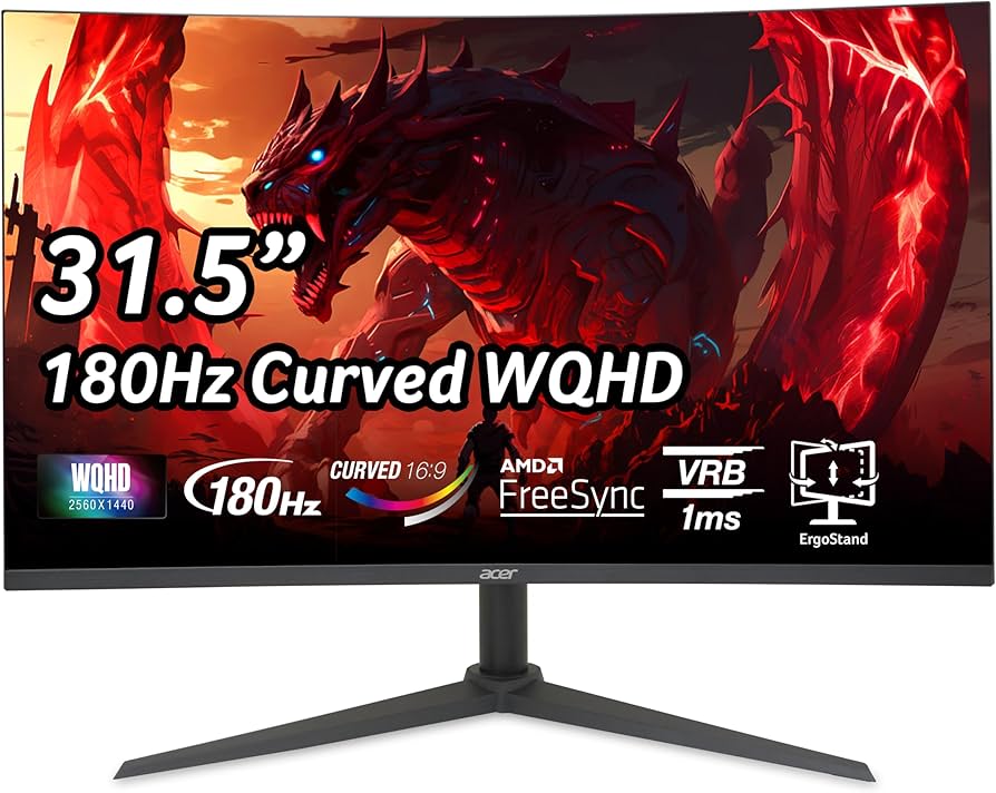 Acer Nitro - Monitor curvo para juegos de PC de 31.5"