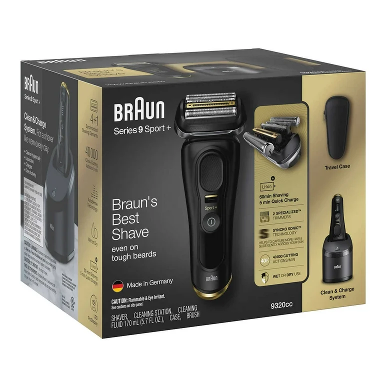 Braun Series 9 Sport+ Afeitadora con Sistema Limpio y de Carga