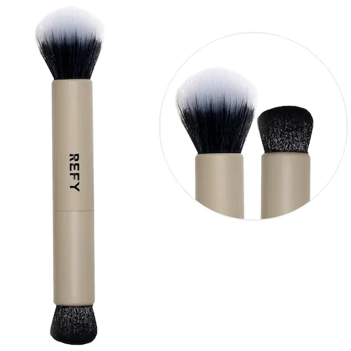 REFY – Duo Face Brush | Brocha de Doble Punta para Base, Contorno y Rubor