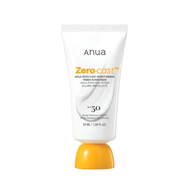 Anua Zero-Cast Moisturizing Finish Sunscreen SPF 50 – Protector Solar Hidratante Sin Efecto Blanco, 50 ml