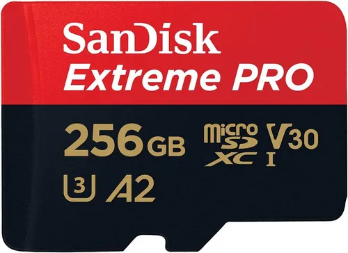 SanDisk Tarjeta Extreme PRO® microSD™ UHS-I de 256 GB con adaptador C10, U3, V30, A2, 200MB/s Lectura 140MB/s