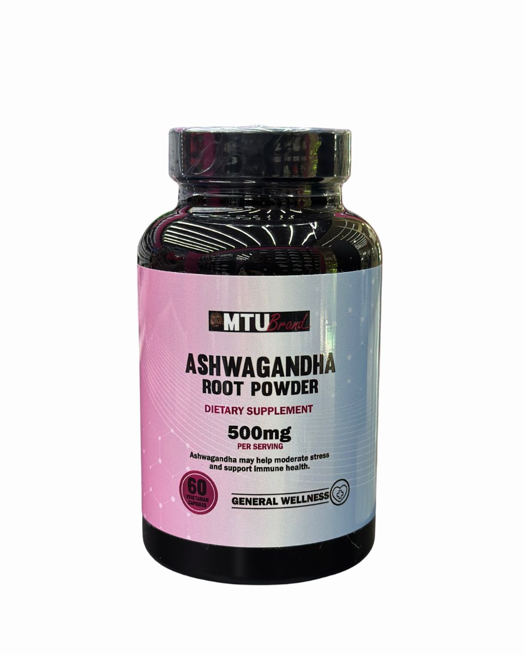 MTU Brand - ASHWAGANDHA ROOT POWDER 500mg PER SERVING 60 CAPSULES