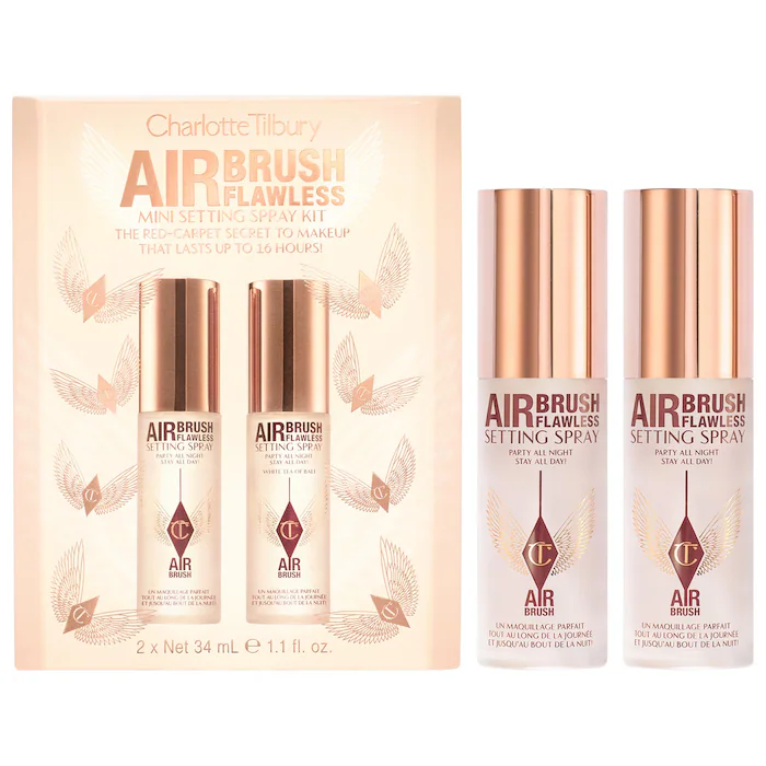Charlotte Tilbury Mini Airbrush Flawless Setting Spray Duo Gift Set – Fijación impecable en tamaño perfecto
