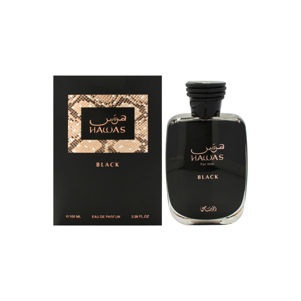 Hawas Black by Rasasi  Eau de Parfum para Hombre (3.4 oz / 100 ml)
