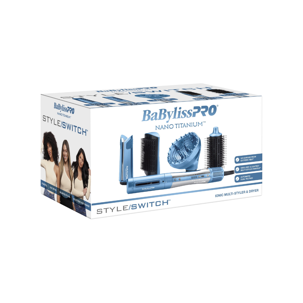 BaBylissPRO StyleSwitch Ionic Multi-Styler Air Styler + Secador + Hot Air Brush Profesional con 5 accesorios