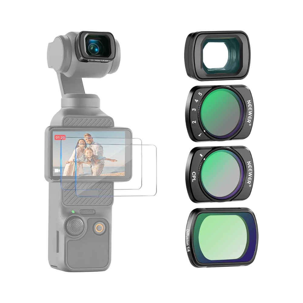 NEEWER FL-B09 Filter Set (3 Pack) with 0.75X Wide Angle Lens for DJI Osmo Pocket 3