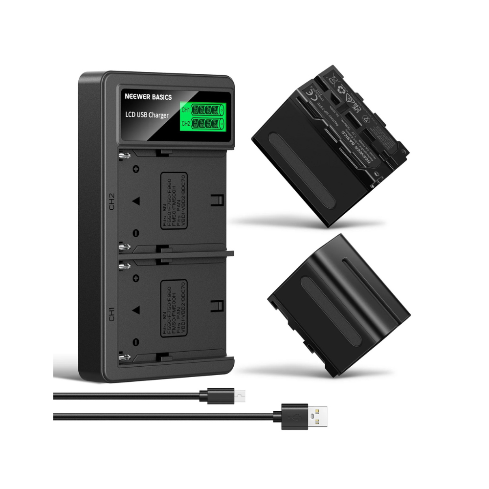 NEEWER BASICS NW-F970B 2Pcs NP-F970 7800mAh Replacement Battery